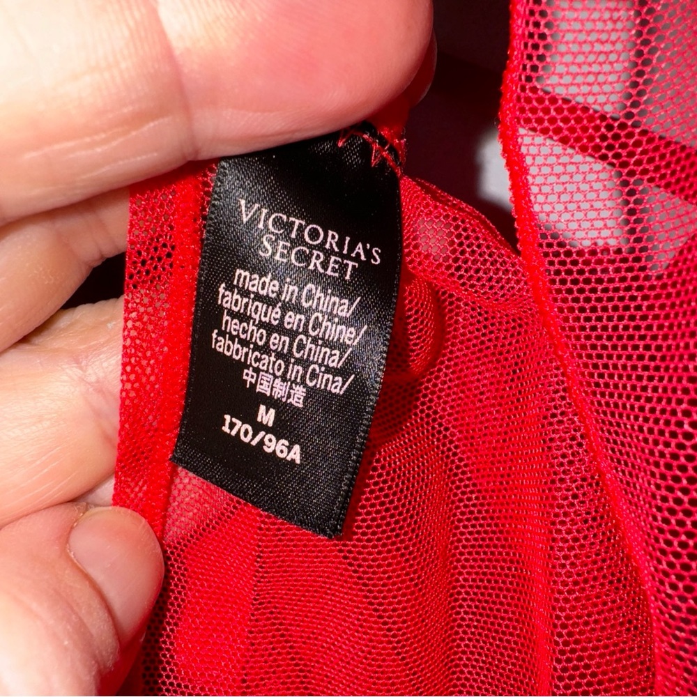 Victoria’s Secret Medium Red Mesh Lace Baby Doll Dress CP0501 - Picture 5 of 7
